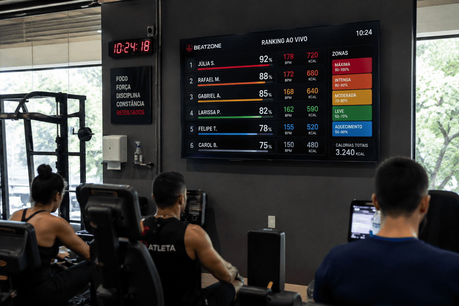 Tela BeatZone em uma academia